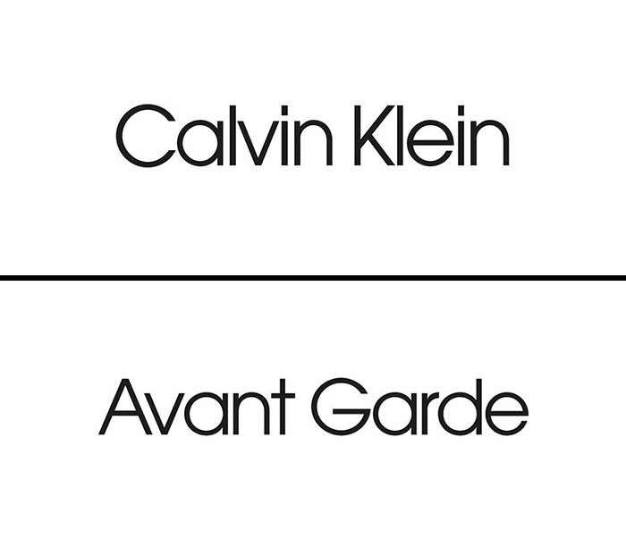 Λογότυπο Calvin Klein γραμμένο με τη γραμματοσειρά Avant Garde