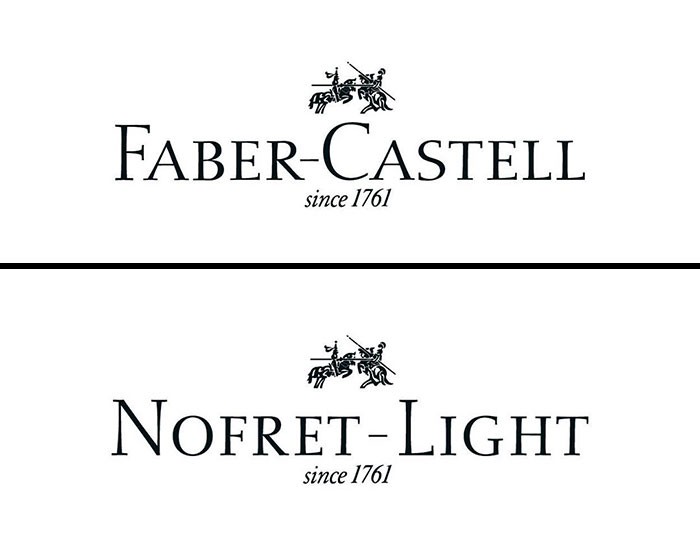 Λογότυπο Faber-Castell γραμμένο με τη γραμματοσειρά Nofret Light