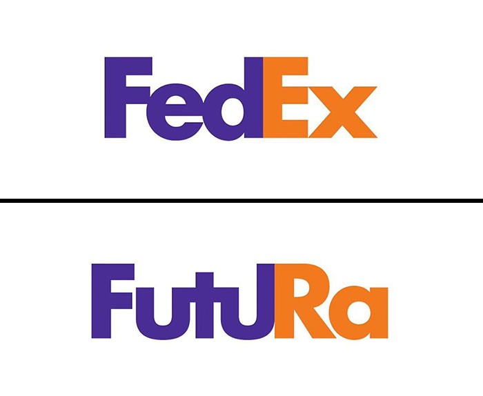Λογότυπο FedEx γραμμένο με τη γραμματοσειρά Futura