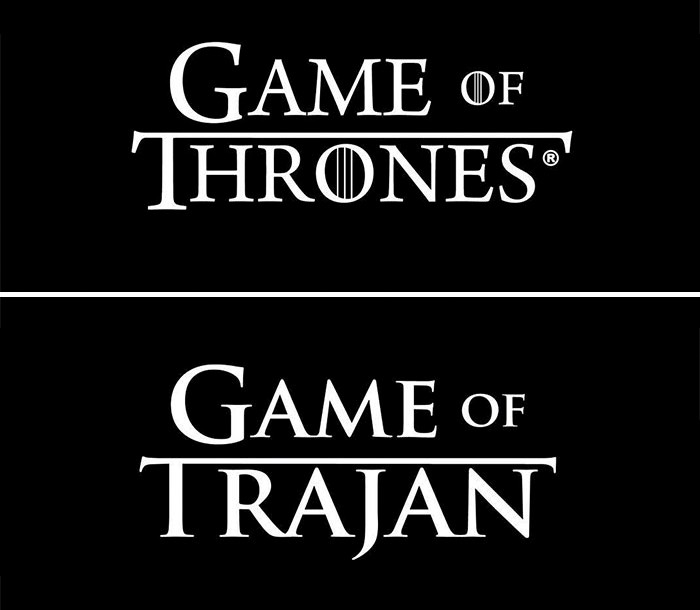Λογότυπο Game of Thrones γραμμένο με τη γραμματοσειρά Trajan
