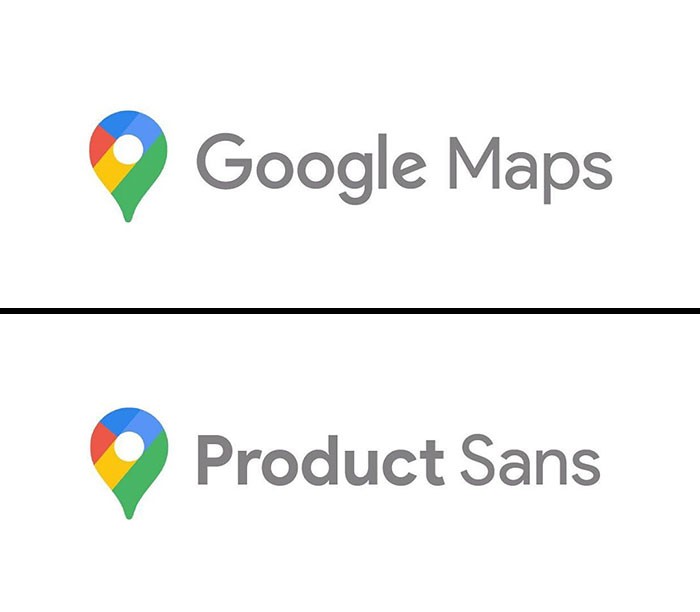 Λογότυπο Google Maps γραμμένο με τη γραμματοσειρά Product Sans