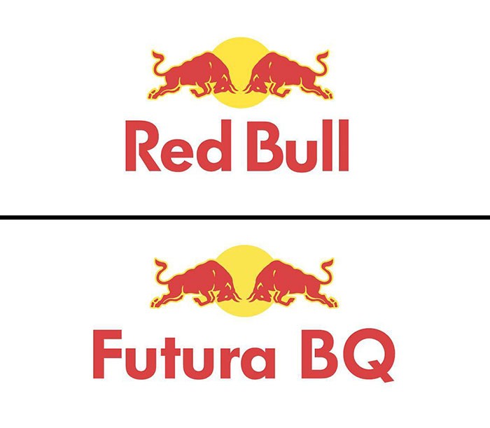 Λογότυπο Red Bull γραμμένο με τη γραμματοσειρά Futura BQ