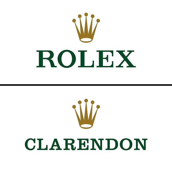Λογότυπο Rolex γραμμένο με τη γραμματοσειρά Clarendon