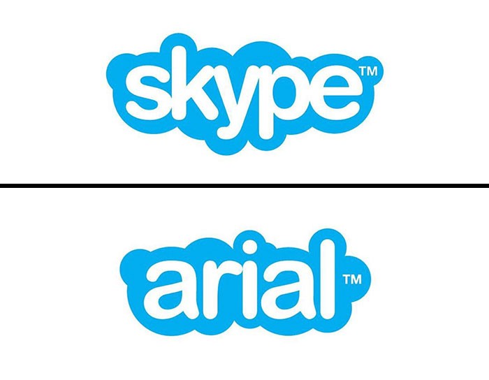 Λογότυπο Skype γραμμένο με τη γραμματοσειρά Arial