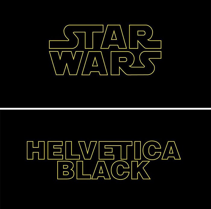 Λογότυπο Star Wars γραμμένο με τη γραμματοσειρά Helvetica Black