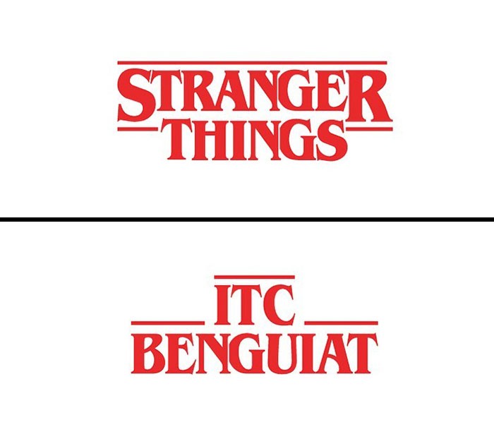 Λογότυπο Stranger Things γραμμένο με τη γραμματοσειρά ITC Benguiat