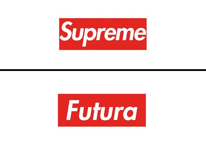 Λογότυπο Supreme γραμμένο με τη γραμματοσειρά Futura