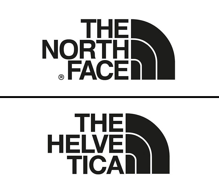 Λογότυπο The North Face γραμμένο με τη γραμματοσειρά Helvetica
