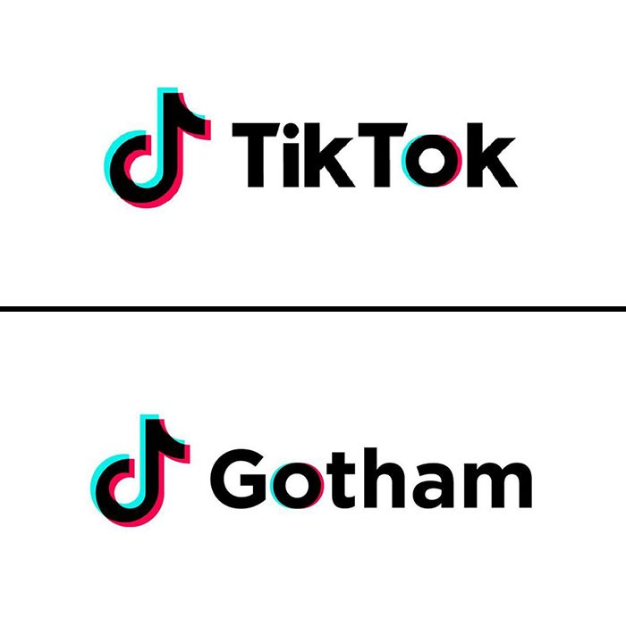 Λογότυπο TikTok γραμμένο με τη γραμματοσειρά Gotham