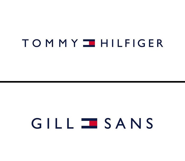 Λογότυπο Tommy Hilfiger γραμμένο με τη γραμματοσειρά Gill Sans