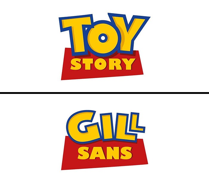 Λογότυπο Toy Story γραμμένο με τη γραμματοσειρά Gill Sans