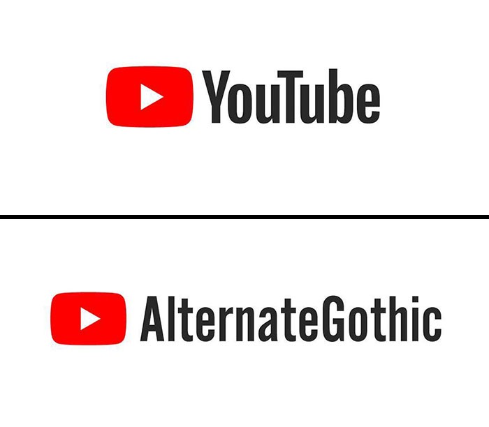 Λογότυπο YouTube γραμμένο με τη γραμματοσειρά Alternate Gothic